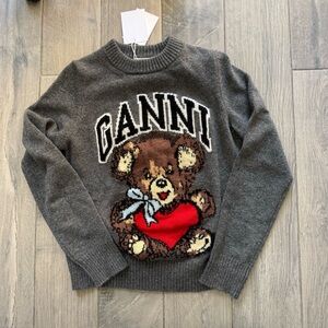 Ganni teddy bear crewneck sweater